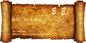 Béli Edit névjegykártya